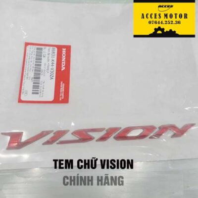 tem chữ Vision màu đỏ